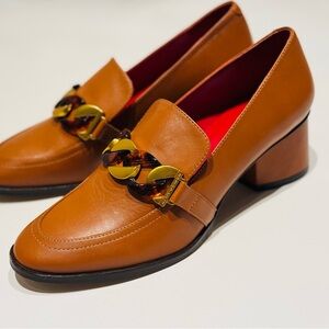 Kurt Geiger Brown Slip-On Loafers with Chain Detail